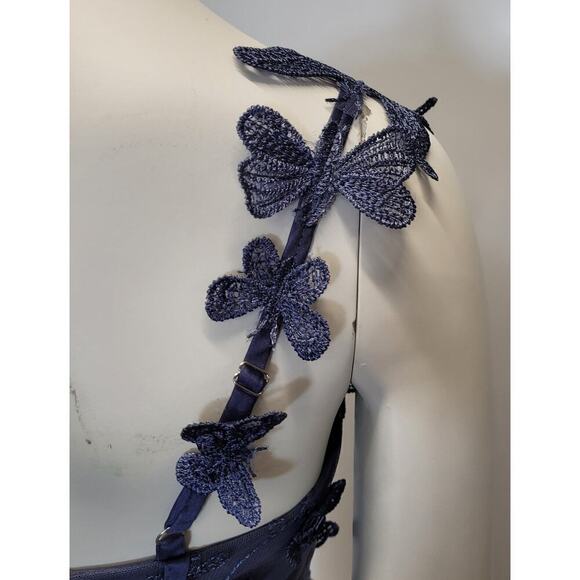NWT Beautiful Indigo Butterfly Dress Corset Back Formal Prom Wedding Bridesmaid - Picture 10 of 13